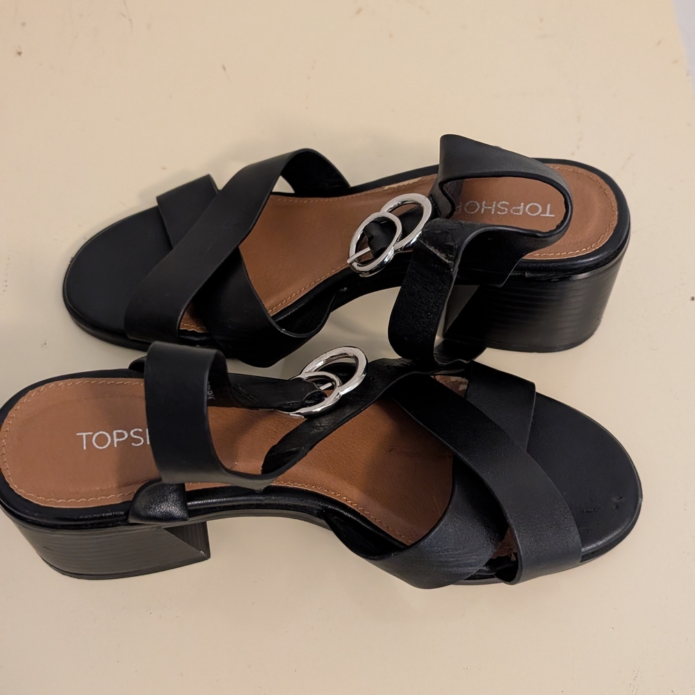 Topshop Black Strappy Heels